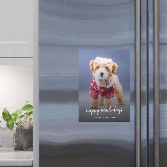 Dog Christmas Puppy Happy Pawlidays Magnetic Card (Creator Uploaded)