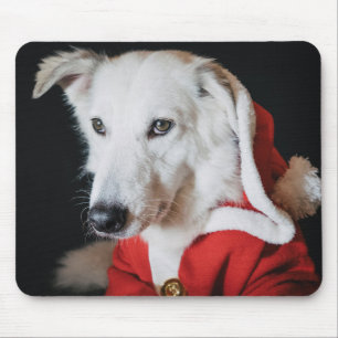 dog, christmas, santa claus mouse mat