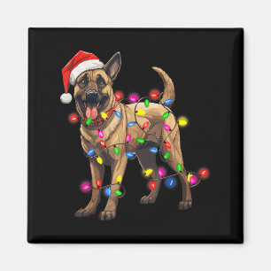 Dog Christmas Santa Hat Belgian Malinois Dog Lover Magnet