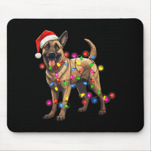 Dog Christmas Santa Hat Belgian Malinois Dog Lover Mouse Mat