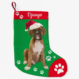 Dog Christmas Stockings, Cute Boxer Puppy Small Christmas Stocking