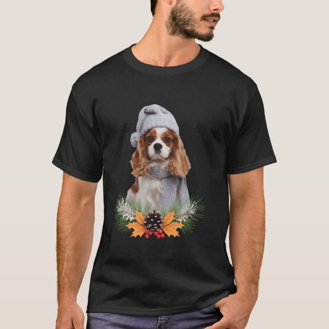 Dog Christmas Theme Cavalier King Charles Spaniel  T-Shirt (Front)