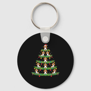 Dog Christmas Tree, Beagle Puppy Holiday Design Fo Key Ring