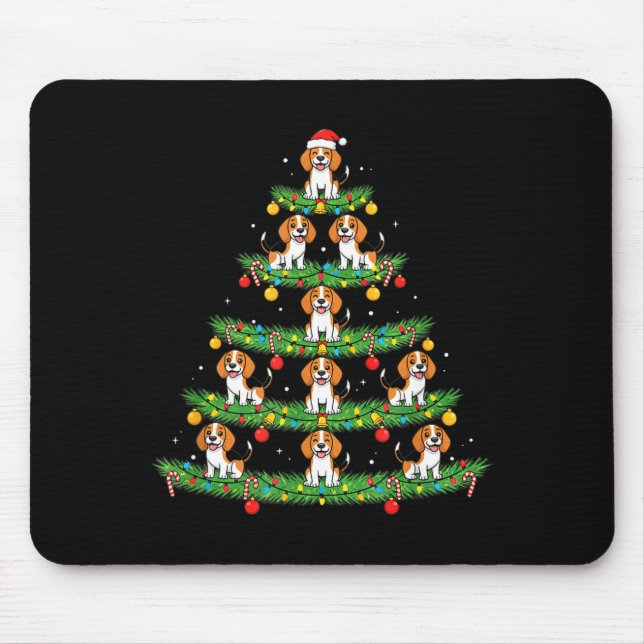 Dog Christmas Tree, Beagle Puppy Holiday Design Fo Mouse Mat (Front)