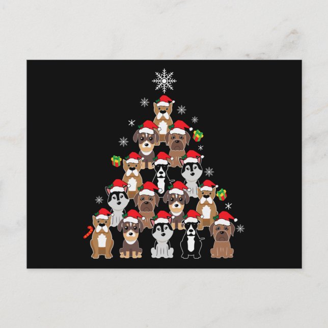 Dog Christmas Tree Gift, Dogs Lovers Decoration Postcard (Front)