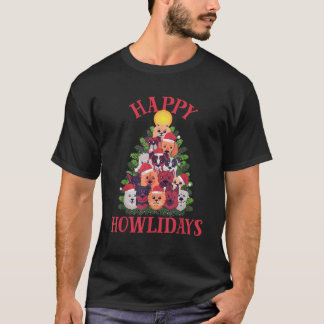 Dog Christmas Tree Happy Howlidays  T-Shirt