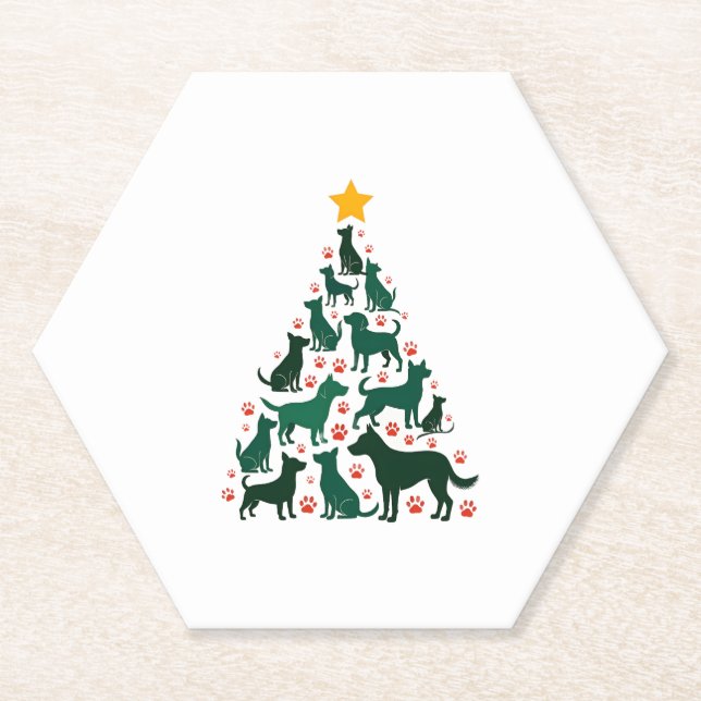 Dog Christmas Tree Shirt - Dog Christmas (1) Paper Coaster (Front)