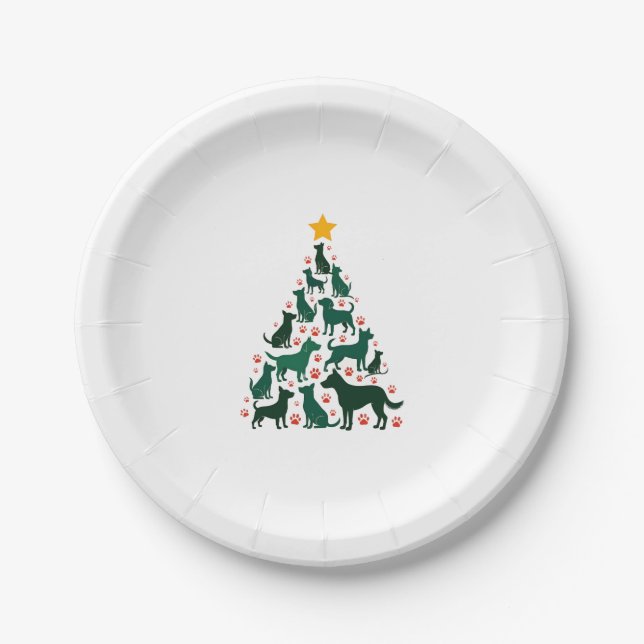 Dog Christmas Tree Shirt - Dog Christmas (1) Paper Plate (Front)