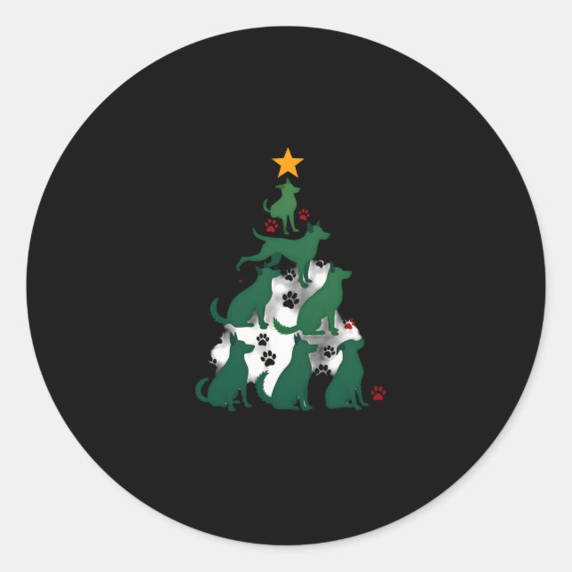 Dog Christmas Tree Shirt - Dog Christmas (2) Classic Round Sticker (Front)