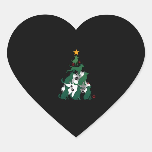 Dog Christmas Tree Shirt - Dog Christmas (2) Heart Sticker (Front)