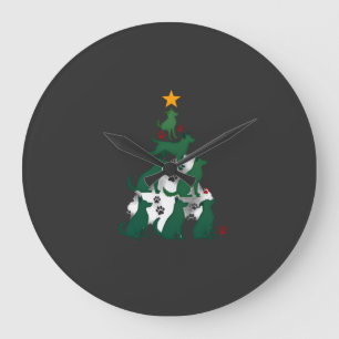 Dog Christmas Tree Shirt - Dog Christmas (2) Large Clock