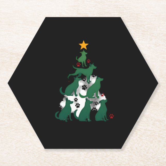 Dog Christmas Tree Shirt - Dog Christmas (2) Paper Coaster (Front)