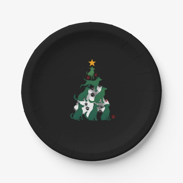 Dog Christmas Tree Shirt - Dog Christmas (2) Paper Plate (Front)