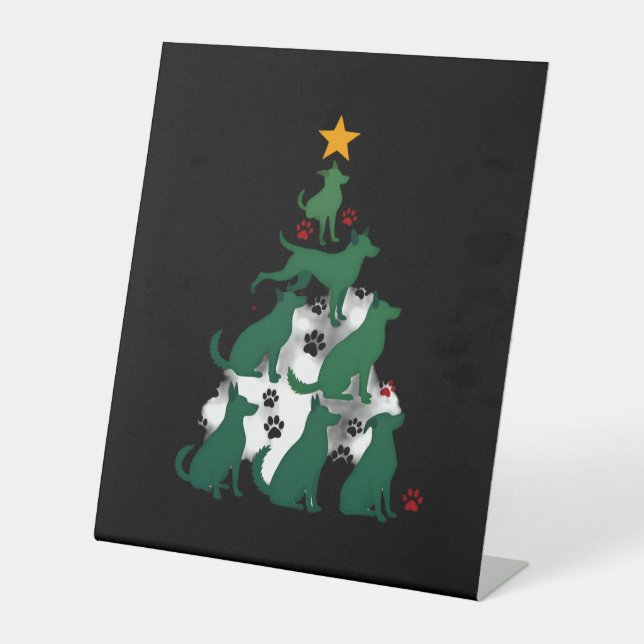 Dog Christmas Tree Shirt - Dog Christmas (2) Pedestal Sign (Front)