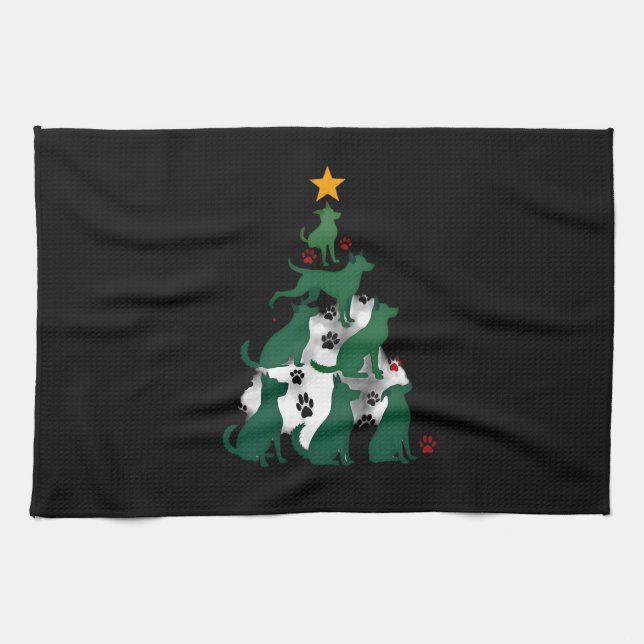 Dog Christmas Tree Shirt - Dog Christmas (2) Tea Towel (Horizontal)
