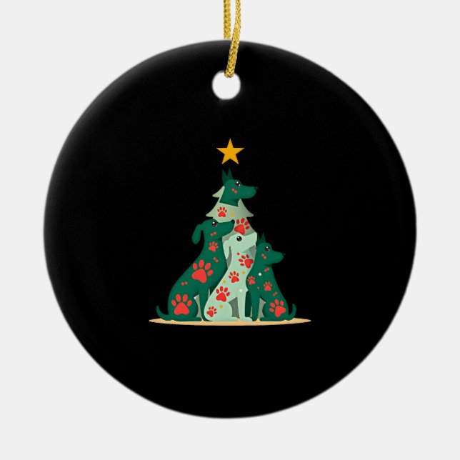 Dog Christmas Tree Shirt - Dog Christmas (3) Ceramic Tree Decoration (Front)
