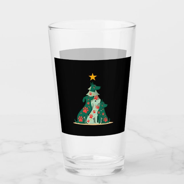 Dog Christmas Tree Shirt - Dog Christmas (3) Glass (Front)