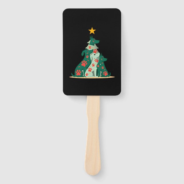 Dog Christmas Tree Shirt - Dog Christmas (3) Hand Fan (Front)