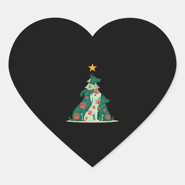 Dog Christmas Tree Shirt - Dog Christmas (3) Heart Sticker (Front)