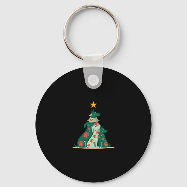 Dog Christmas Tree Shirt - Dog Christmas (3) Key Ring (Front)