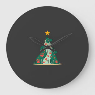 Dog Christmas Tree Shirt - Dog Christmas (3) Large Clock