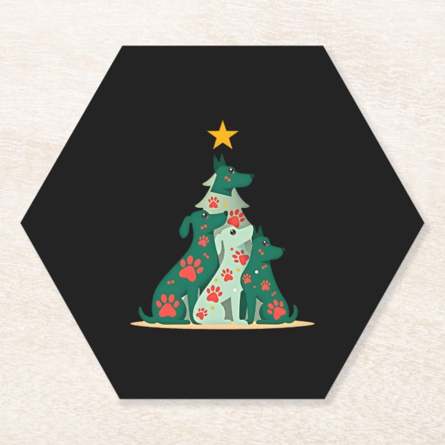 Dog Christmas Tree Shirt - Dog Christmas (3) Paper Coaster (Front)