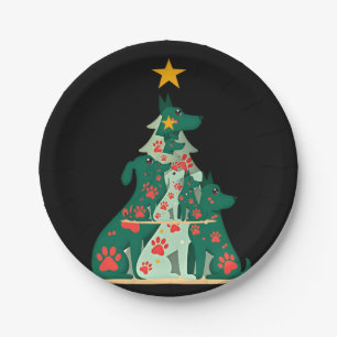 Dog Christmas Tree Shirt - Dog Christmas (3) Paper Plate