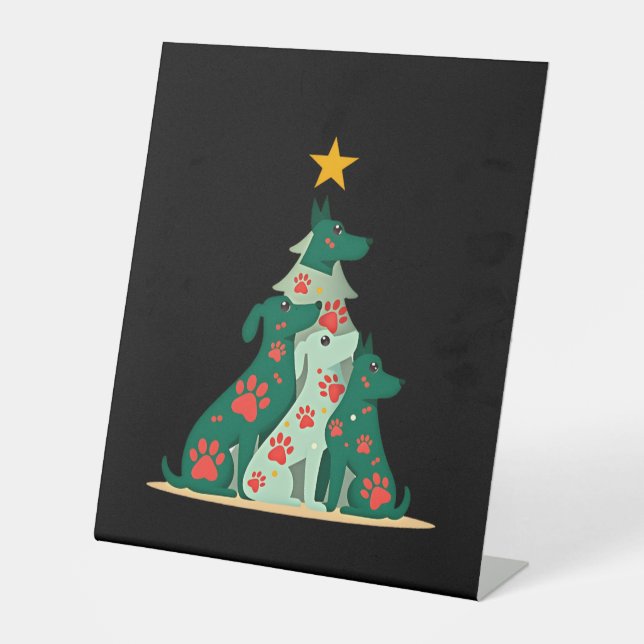Dog Christmas Tree Shirt - Dog Christmas (3) Pedestal Sign (Front)