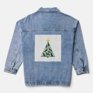 Dog Christmas Tree Shirt - Dog Christmas (4) Denim Jacket