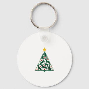 Dog Christmas Tree Shirt - Dog Christmas (4) Key Ring