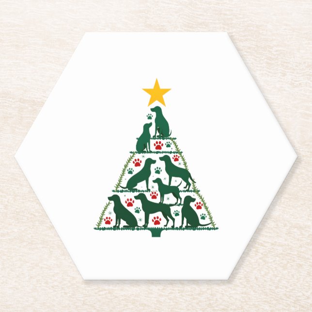 Dog Christmas Tree Shirt - Dog Christmas (4) Paper Coaster (Front)
