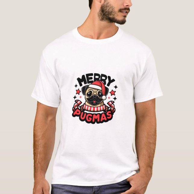 dog christmasgift MERRY PUGMAS T-Shirt (Front)