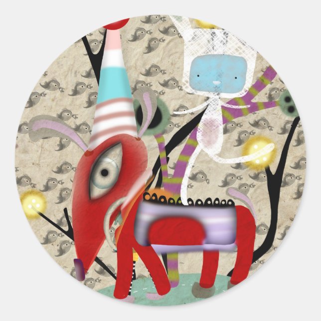 DOG CLASSIC ROUND STICKER (Front)