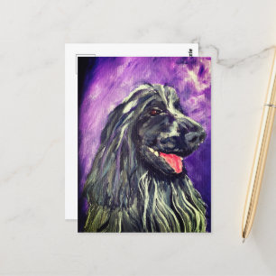 Dog Cocker Spaniel Blue Roan Painted  Postcard