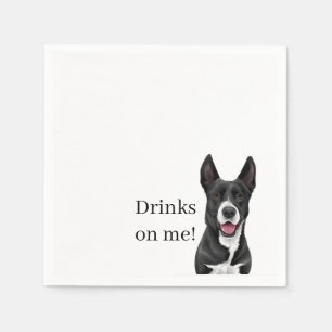 Dog Cocktail Napkin, Reception Napkin, Wedding  Napkin
