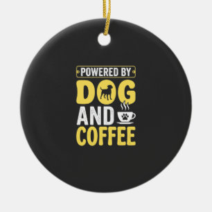 Dog Coffee Lover Powered By Design Ceramic Tree Decoration