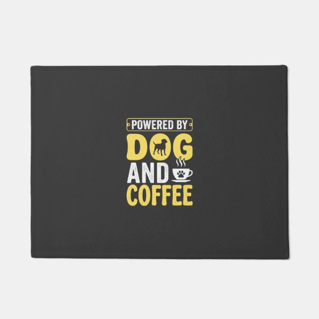 Dog Coffee Lover Powered By Design Doormat (Front)