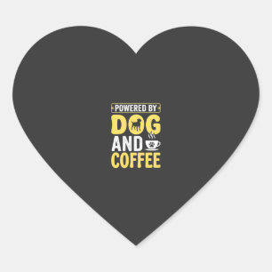 Dog Coffee Lover Powered By Design Heart Sticker