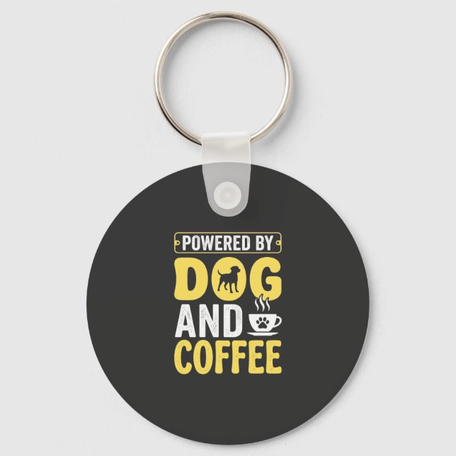 Dog Coffee Lover Powered By Design Key Ring (Front)