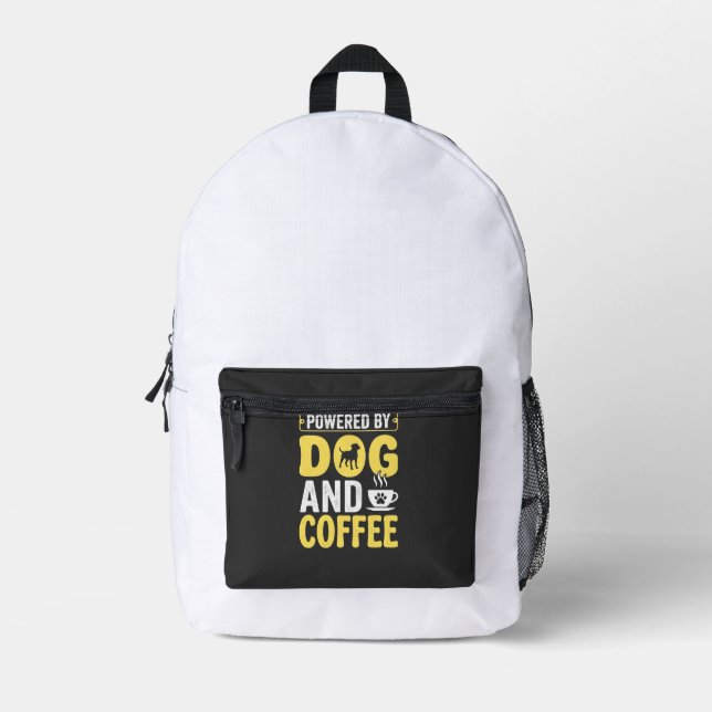 Dog Coffee Lover Powered By Design Printed Backpack (Front)