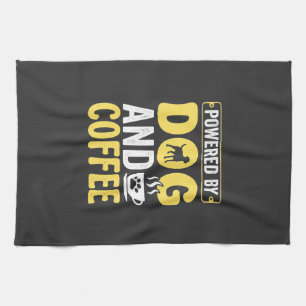 Dog Coffee Lover Powered By Design Tea Towel