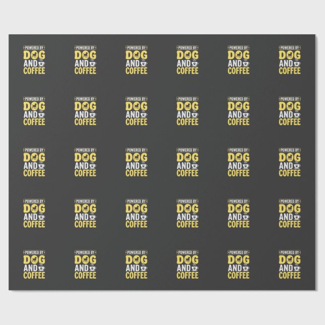 Dog Coffee Lover Powered By Design Wrapping Paper (Flat)