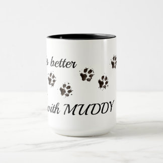 Dog Coffee Mug, Paw Print Funny Mug