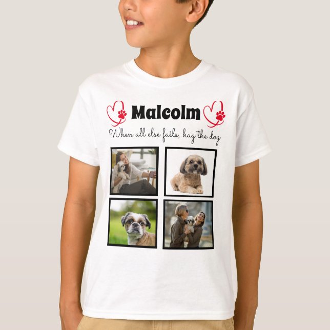 Dog collage - customised 4 photo t-shirt for boys (Front)