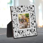 Dog Collage Frameless Photo Easel Back Plaque<br><div class="desc">Made to look dimensional, a border of black and white dogs creates a fun frame for your favourite photo on this tabletop plaque with a built-in easel. The image is put directly on the hardboard panel for a stunningly crisp image with an easy wipe clean surface. Great as a gift...</div>