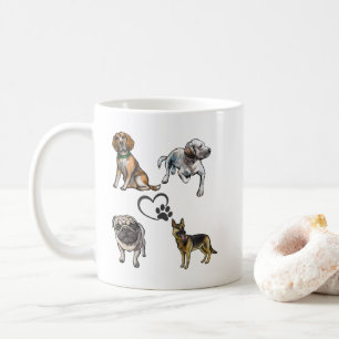 Dog Collage Pet Paw Heart Design Coffee Mug