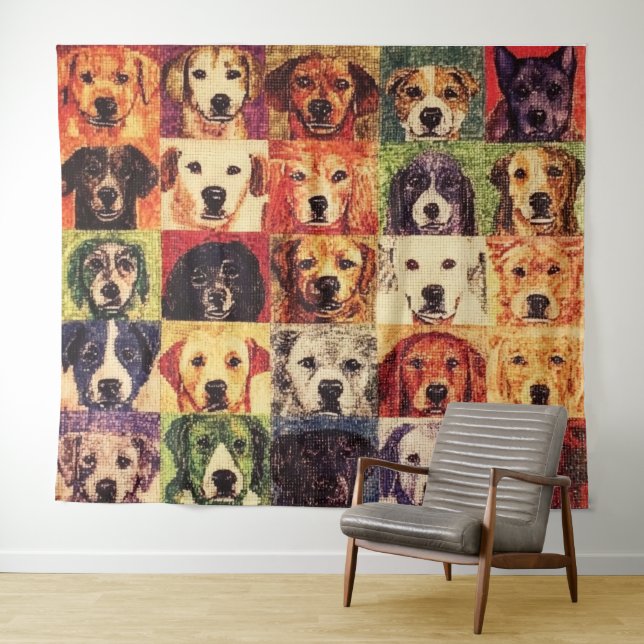 Dog Collage Tapestry (In Situ (Horizontal))