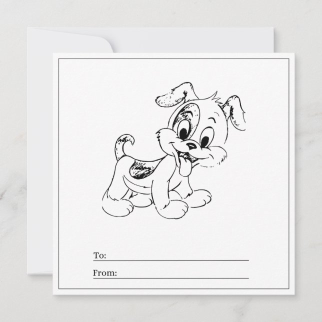 Dog Colouring Page Kid Boy Card Happy Valentine's  (Back)