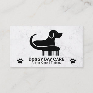 Dog Comb Logo Paw Business Card