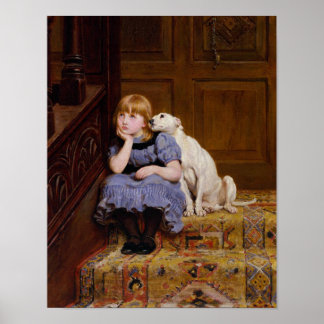 Dog Comforting Girl - Sympathy by R.Briton Poster